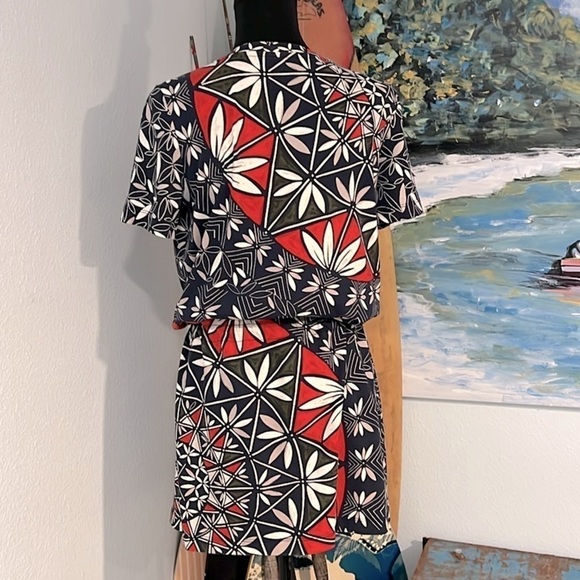 Tory Burch,Pima Cotton Shirt Dress Short Sleeve,Drawstring-Waist,Navy,Size S - Picture 6 of 8